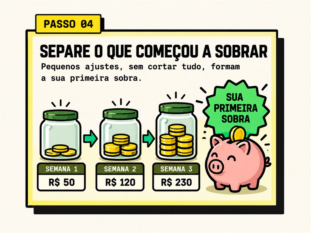 Passo 04: pequenos ajustes semana a semana formam a sua primeira sobra.